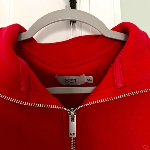 SET ACTIVE-HALF ZIP sweatshirt-Spicy red-XS-NWT - Picture 6 of 7